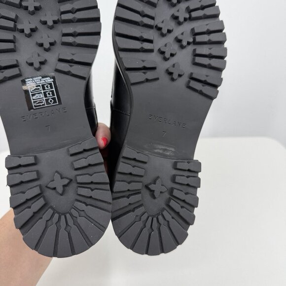 Everlane The Lug Loafer in Black Leather size 7 Women's Chunky Heel - Picture 7 of 8